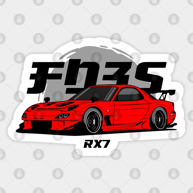 Red RX 7 JDM Sticker by GoldenTuners